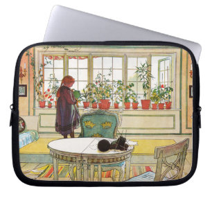 Housse Pour Ordinateur Portable Fleurs sur le rebord de la fenêtre par Carl Larss