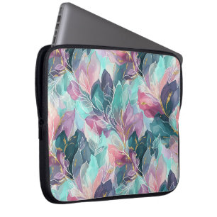 Housse Pour Ordinateur Portable Fleurs Teintées de Joaillerie