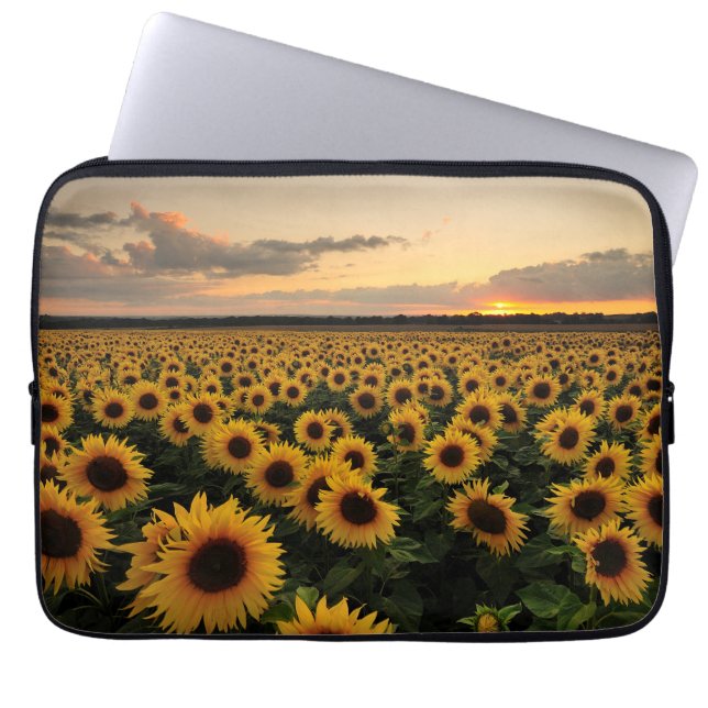 Housse Pour Ordinateur Portable Fleurs | Terrain de tournesol (Devant)