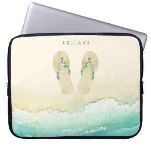 Housse Pour Ordinateur Portable Flip Flops botaniques de plage