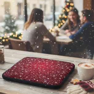 Housse Pour Ordinateur Portable Flocon de neige rouge festif