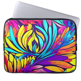 Housse Pour Ordinateur Portable Floral Abstrait vibrant
