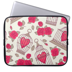 Housse Pour Ordinateur Portable Floral Bird Cages Rose Motif