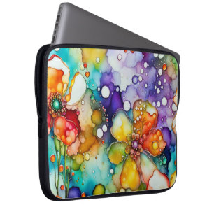 Housse Pour Ordinateur Portable Floral et bulles Abstraites