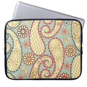 Housse Pour Ordinateur Portable Floral ethnique, cachemire style vintage.