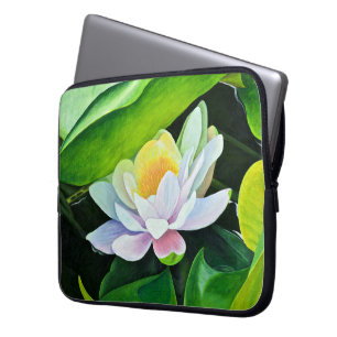 Housse Pour Ordinateur Portable Floral Lily blanche