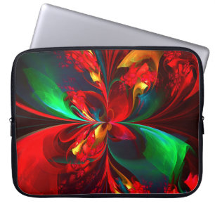 Housse Pour Ordinateur Portable Floral moderne Art Abstrait Rouge Vert Motif #11