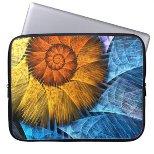 Housse Pour Ordinateur Portable Floral Orange Bleu Jaune Art Abstrait