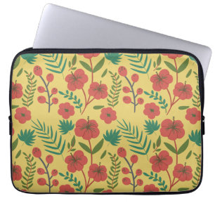 Housse Pour Ordinateur Portable Floral sans couture motif rouge jaune vert fleurs