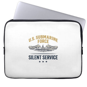 Housse Pour Ordinateur Portable Force de sous-marin vintage Service silencieux Vec