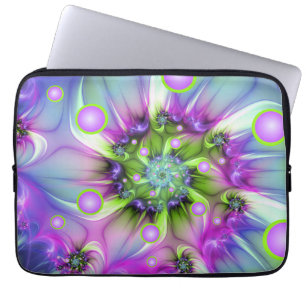 Housse Pour Ordinateur Portable Formes arrondies de spirale colorées Art fractal A