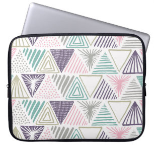 Housse Pour Ordinateur Portable Formes triangulaires, style vintage dessiné à la m