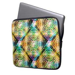 Housse Pour Ordinateur Portable Fou brûlé texture colorée, carrés abstraits    