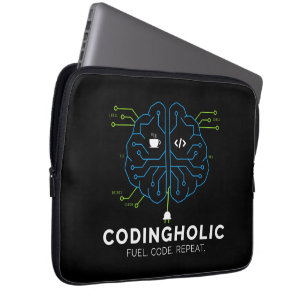 Housse Pour Ordinateur Portable Fou de codage Cerveau Tech Sombre Programmeur