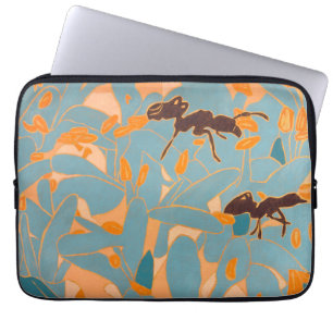 Housse Pour Ordinateur Portable Fourmis avec fleurs bleues Flore australienne