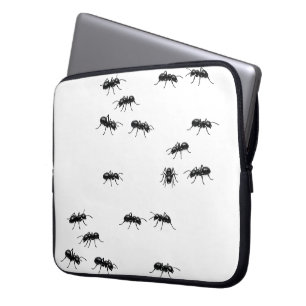 Housse Pour Ordinateur Portable Fourmis noires sur blanc