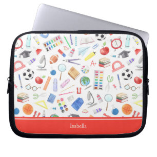 Housse Pour Ordinateur Portable Fournitures scolaires personnalisées Motif Prénom