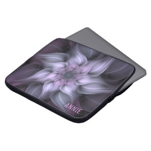 Housse Pour Ordinateur Portable Fractale florale monogramme