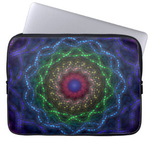 Housse Pour Ordinateur Portable Fractale Mandala Néon