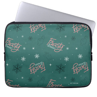 Housse Pour Ordinateur Portable Frosty Snowman Green Snowflake Motif