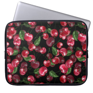 Housse Pour Ordinateur Portable Fruit cerise sur noir