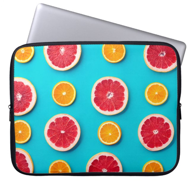Housse Pour Ordinateur Portable Fruits colorés motif d'orange frais et de raisin (Devant)