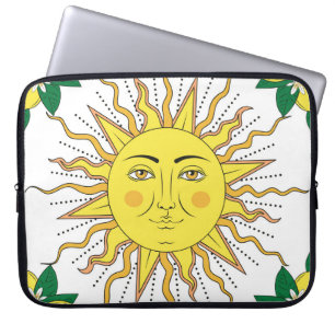 Housse Pour Ordinateur Portable Fruits de citron tropicaux, Face Soleil.