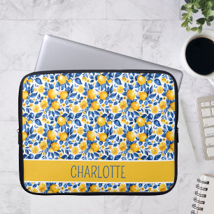 Housse Pour Ordinateur Portable Fruits tropicaux Motifs de citron Nom personnalisé