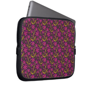 Housse Pour Ordinateur Portable Fuchsia Dansantes aquarelles marguerites