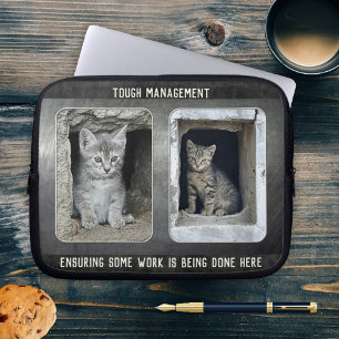 Housse Pour Ordinateur Portable Funny Cat Photos Métal Leather Portable Sleeve