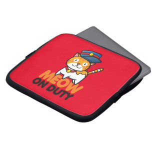 Housse Pour Ordinateur Portable Funny Meow on Duty