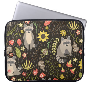 Housse Pour Ordinateur Portable Funny Raccoons Vintage Illustration Motif