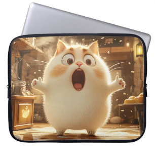 HOUSSE POUR ORDINATEUR PORTABLE FUNNY SURPRISÉ GRAS KITTY CAT