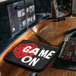 Housse Pour Ordinateur Portable Game On Amusant Dé à 20 Faces Noir et Rouge pour