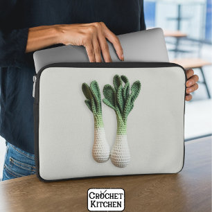 Housse Pour Ordinateur Portable Gardener vert minimaliste Crochet Leek Yarn Art