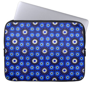 Housse Pour Ordinateur Portable Géométrie en zellige bleu mystique