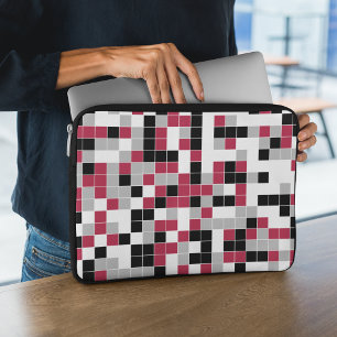 Housse Pour Ordinateur Portable Géométrique moderne Magenta Black Grey