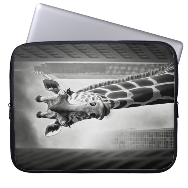 Housse Pour Ordinateur Portable Giraffe dans une cityscape (Devant)