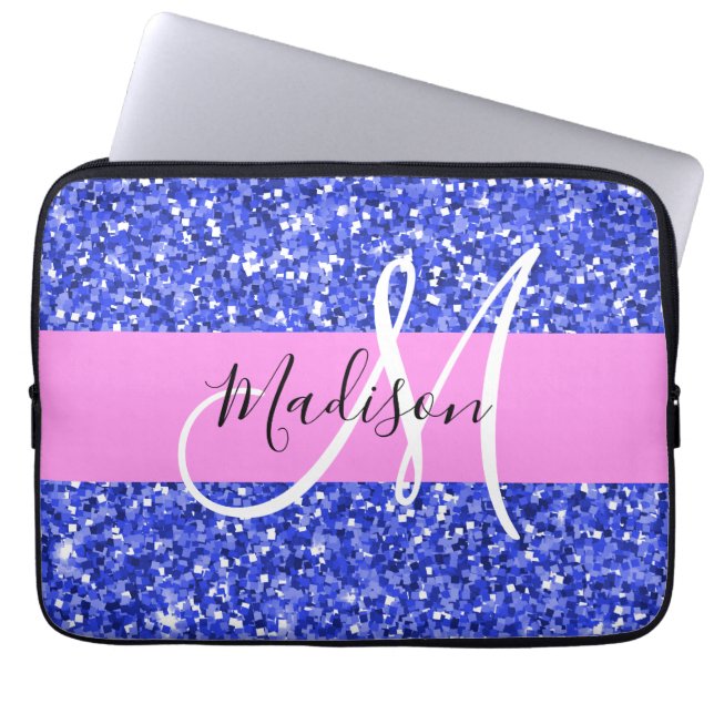 Housse Pour Ordinateur Portable Glam Dark Blue Parties scintillant rose étincelles (Devant)