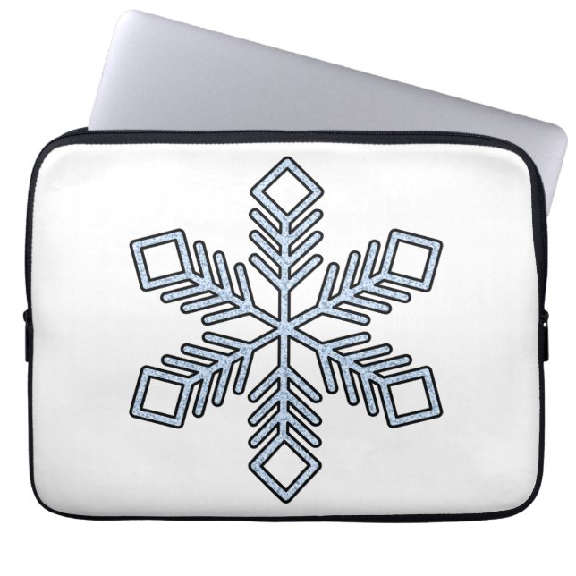 Housse Pour Ordinateur Portable Glitter Snowflake - Baby Blue Branches (Devant)