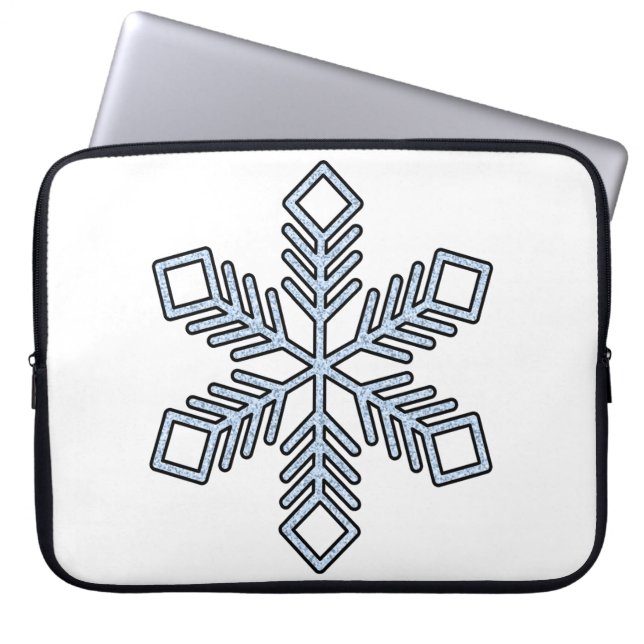 Housse Pour Ordinateur Portable Glitter Snowflake - Baby Blue Branches (Devant)