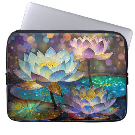 Housse Pour Ordinateur Portable Glowing Lotus Flowers Trio