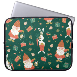 Housse Pour Ordinateur Portable Gnomes de Noël, Motif de vacances de lapin.