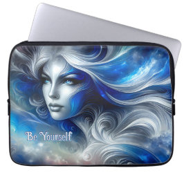 Housse Pour Ordinateur Portable Goddess Celestial White Blue Head Février -