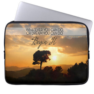 Housse Pour Ordinateur Portable Goethe Citation Inspirationnelle "Commence"