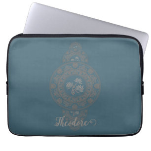 Housse Pour Ordinateur Portable Gold Rococo Lotus Ornamental Mandala