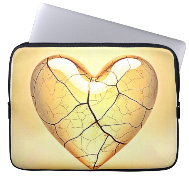 Housse Pour Ordinateur Portable Golden Cracked Heart Art (Devant)