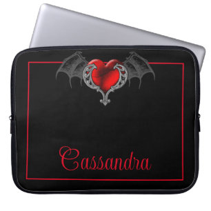 Housse Pour Ordinateur Portable Goth Heart with Bat Wings Personnalisé