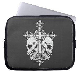 Housse Pour Ordinateur Portable Gothic Cross with Skulls