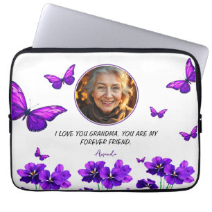 Housse Pour Ordinateur Portable Grand-mère de papillon violet floral